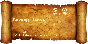 Baksay Manna névjegykártya